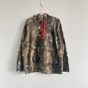 Realtree Woodland Camouflage Vibrant Pink Drawstring Hoodie 2X Country Core